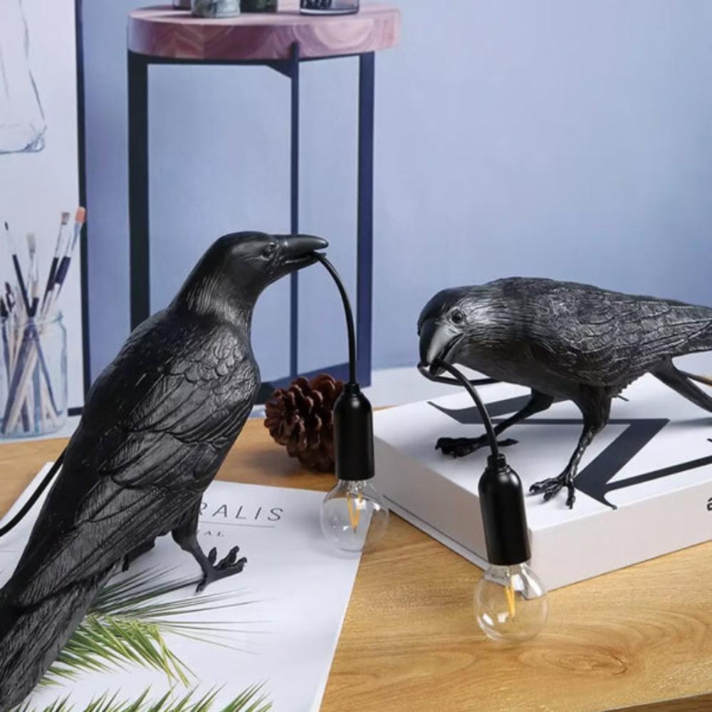 Haunting Gothic Crow Lamp for Halloween Decoration