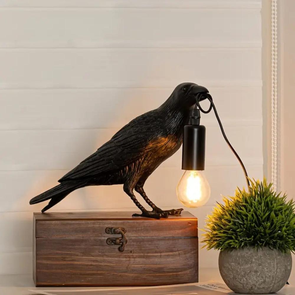 Haunting Gothic Crow Lamp for Halloween Decoration