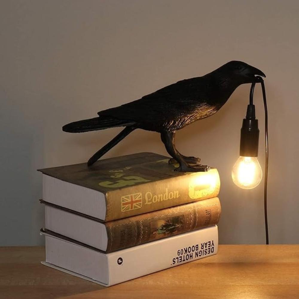 Haunting Gothic Crow Lamp for Halloween Decoration