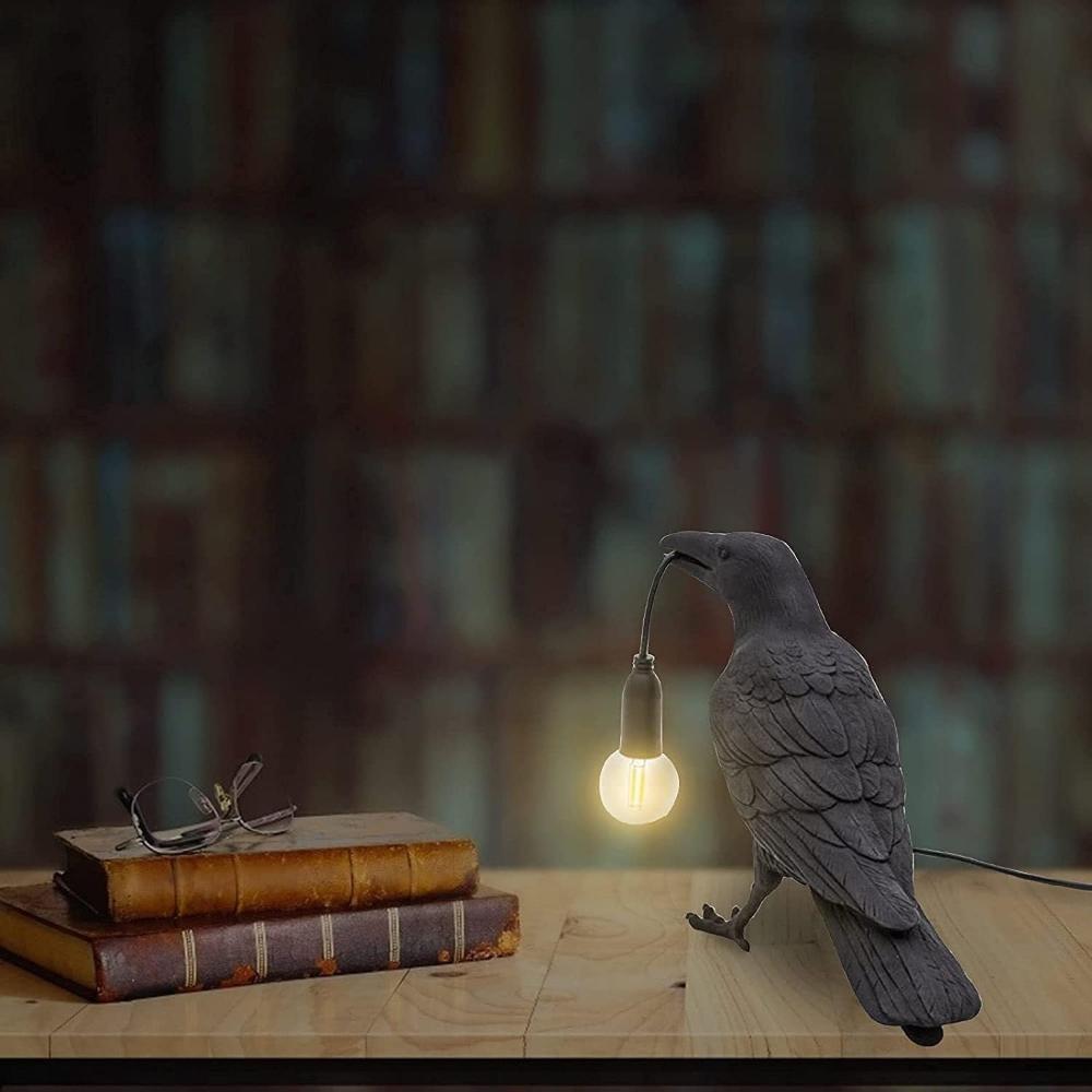 Haunting Gothic Crow Lamp for Halloween Decoration