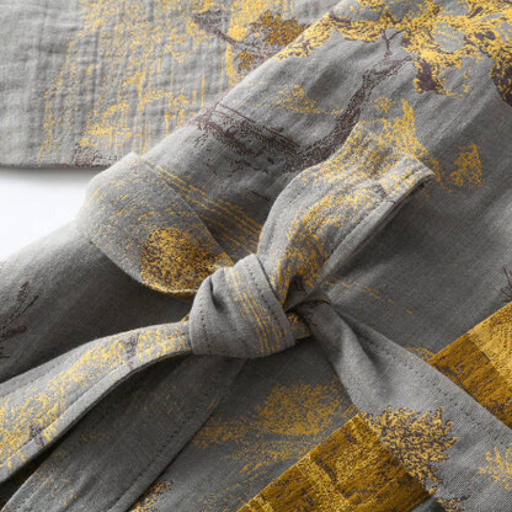 Rustic Chic Cotton Kimono Bathrobe for Ultimate Comfort