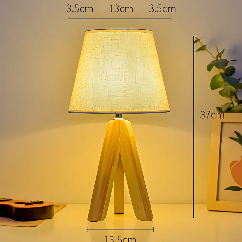USB Table Lamp with Wooden Tripod Base