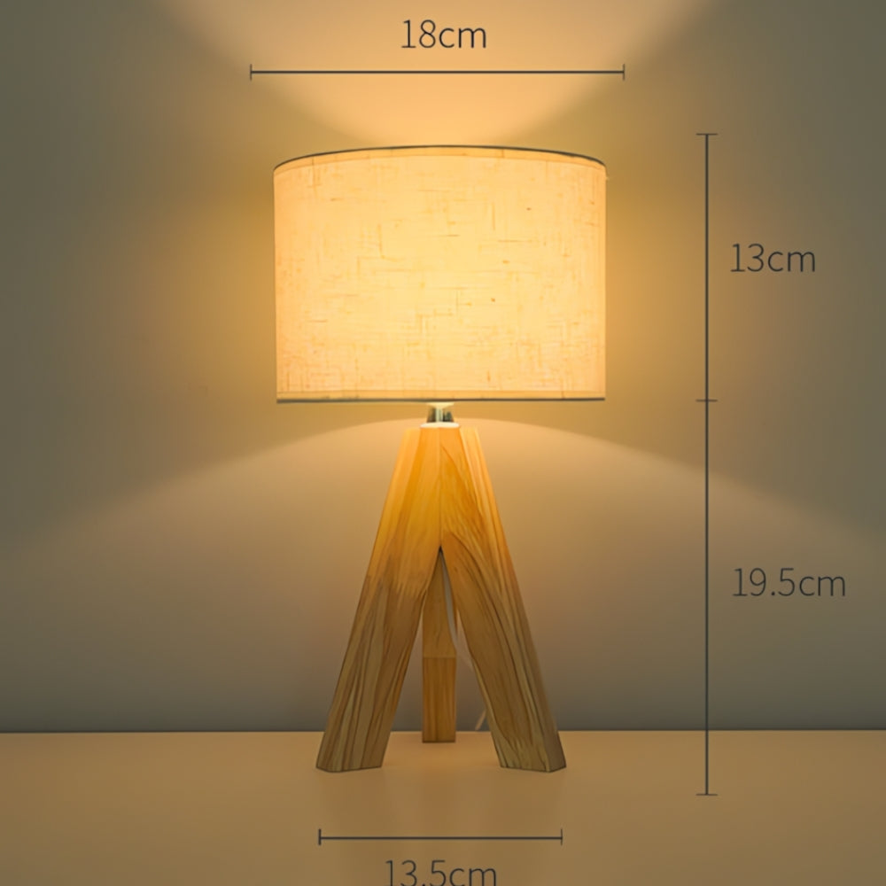 USB Table Lamp with Wooden Tripod Base