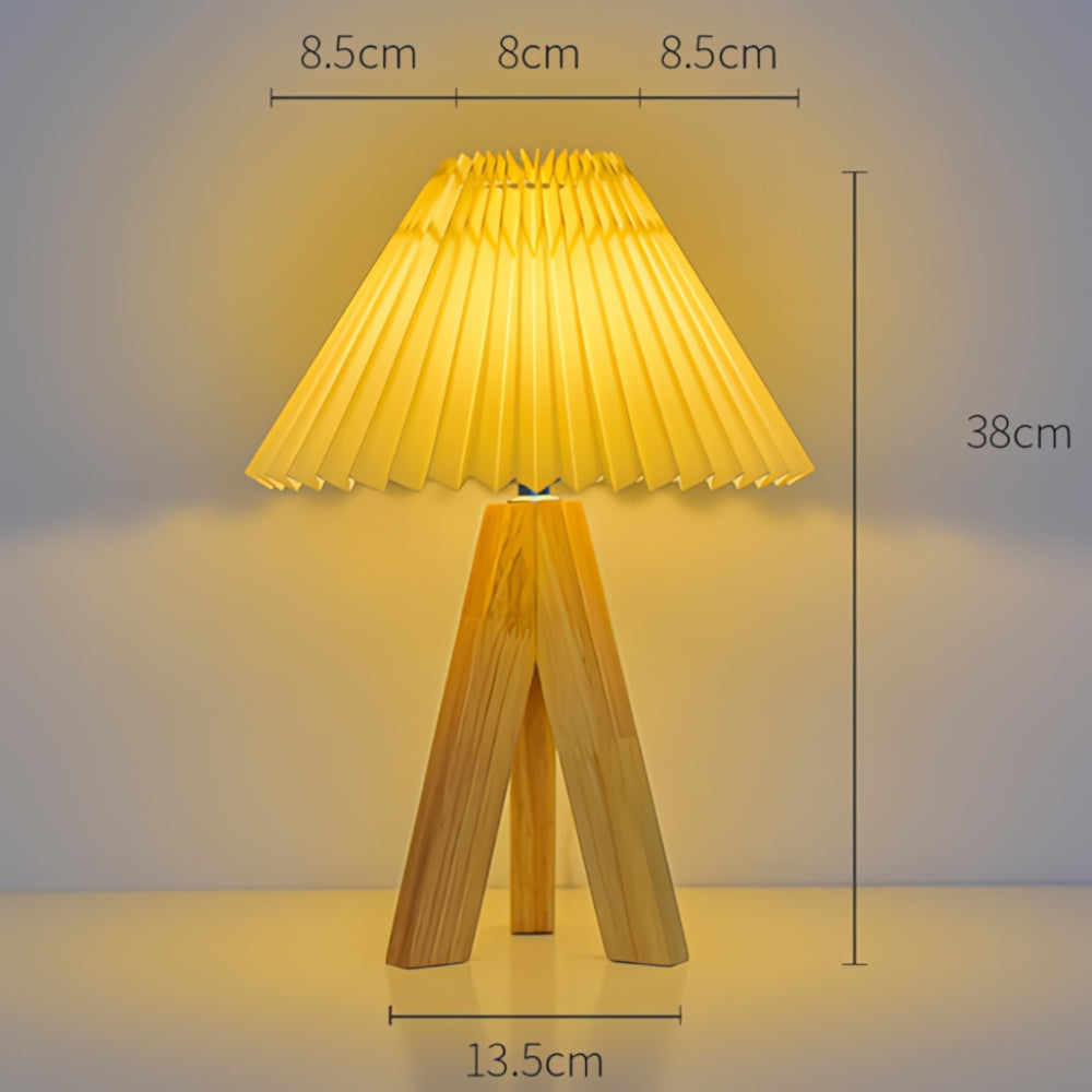 USB Table Lamp with Wooden Tripod Base